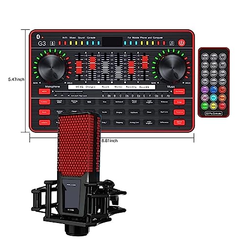 YQVEOT Podcast Set, G3 Soundkarte mit L9 Mikrofon (Black), USB-Interface für Webcast & Gesang