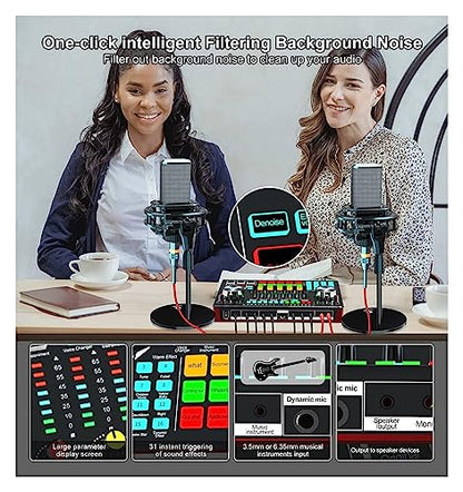 YQVEOT Podcast Set, G5 Pro Live-Soundkarte & Mikrofon, All-in-One-Kit für Live-Streaming