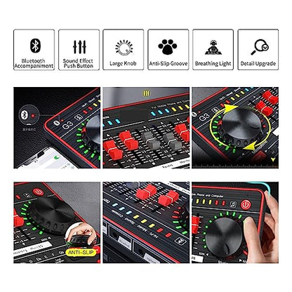 YQVEOT Podcast Set, G3 Soundkarte mit L9 Mikrofon (Black), USB-Interface für Webcast & Gesang