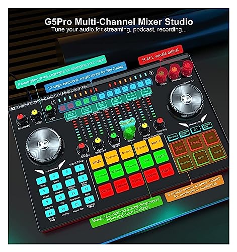 YQVEOT Podcast Set, G5 Pro Live-Soundkarte & Mikrofon, All-in-One-Kit für Live-Streaming