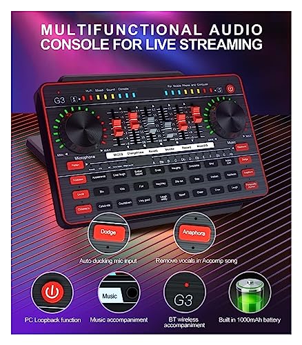 YQVEOT Podcast Set, G3 Profi-Soundkarte, USB-Mikrofon & Mixer-Interface für PC/Smartphone, Studio-Aufnahme