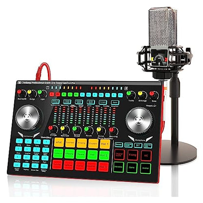 YQVEOT Podcast Set, G5 Pro Live-Soundkarte & Mikrofon, All-in-One-Kit für Live-Streaming