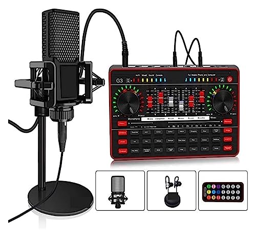 YQVEOT Podcast Set, G3 Soundkarte mit L9 Mikrofon (Black), USB-Interface für Webcast & Gesang