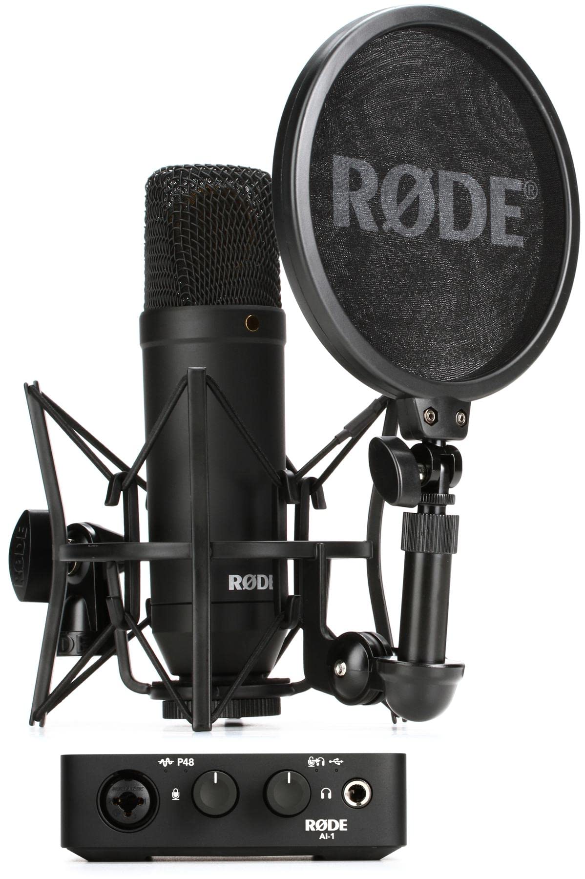 RØDE Studio-Kit, NT1 Kondensatormikrofon & AI-1 Audio-Interface, Schwarz für Musik & Podcast