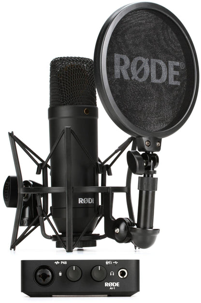 RØDE Studio-Kit, NT1 Kondensatormikrofon & AI-1 Audio-Interface, Schwarz für Musik & Podcast